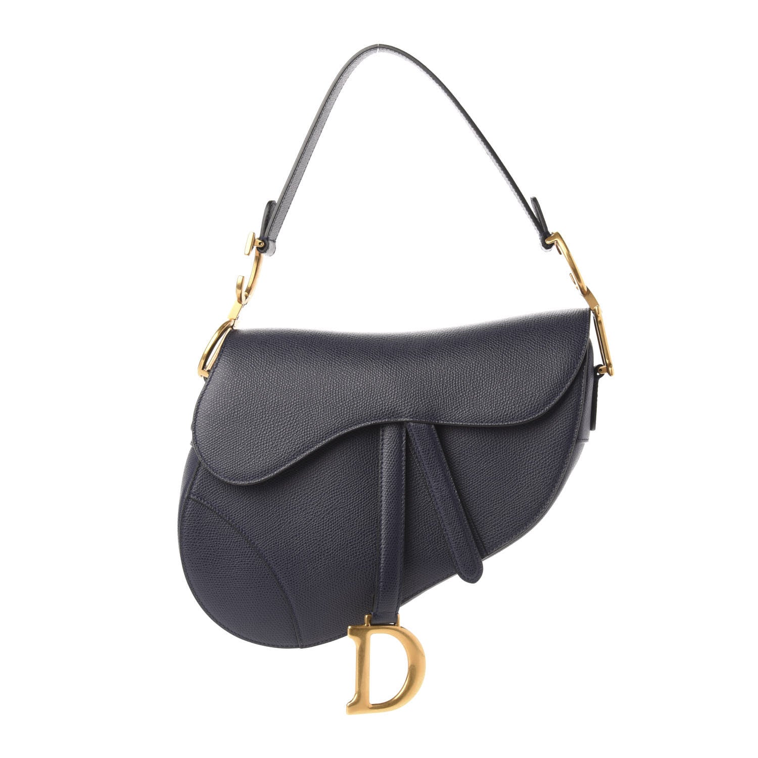 Christian Dior Grained Calfskin Saddle Bag Navy 1 of 11