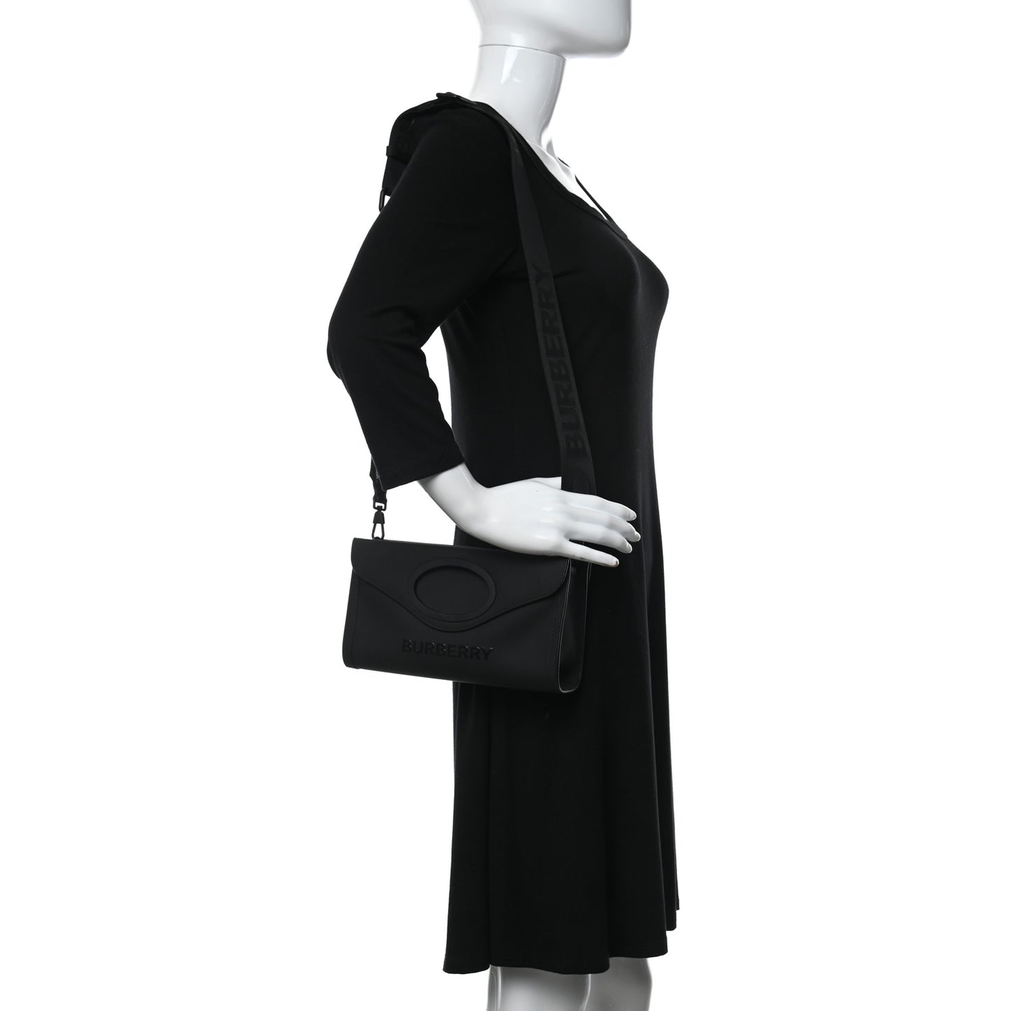 Rubberised Cotton Foldover Pocket Bag Black