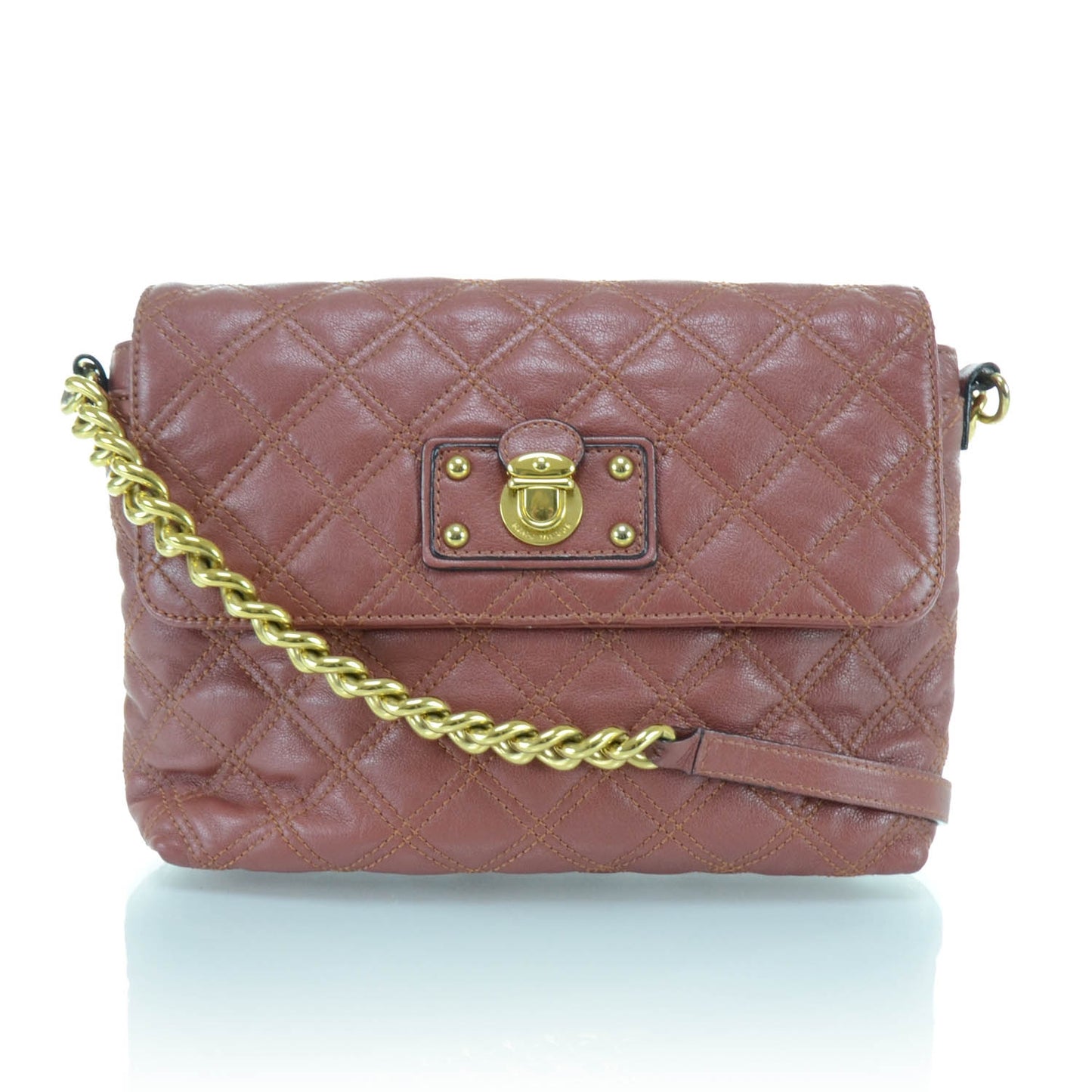Leather Quilted The L Single Shoulder Bag Rose
