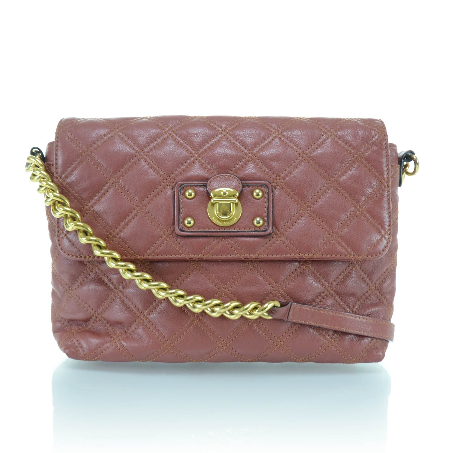 Marc Jacobs Leather Quilted The L Single Shoulder Bag Rose 1 of 11