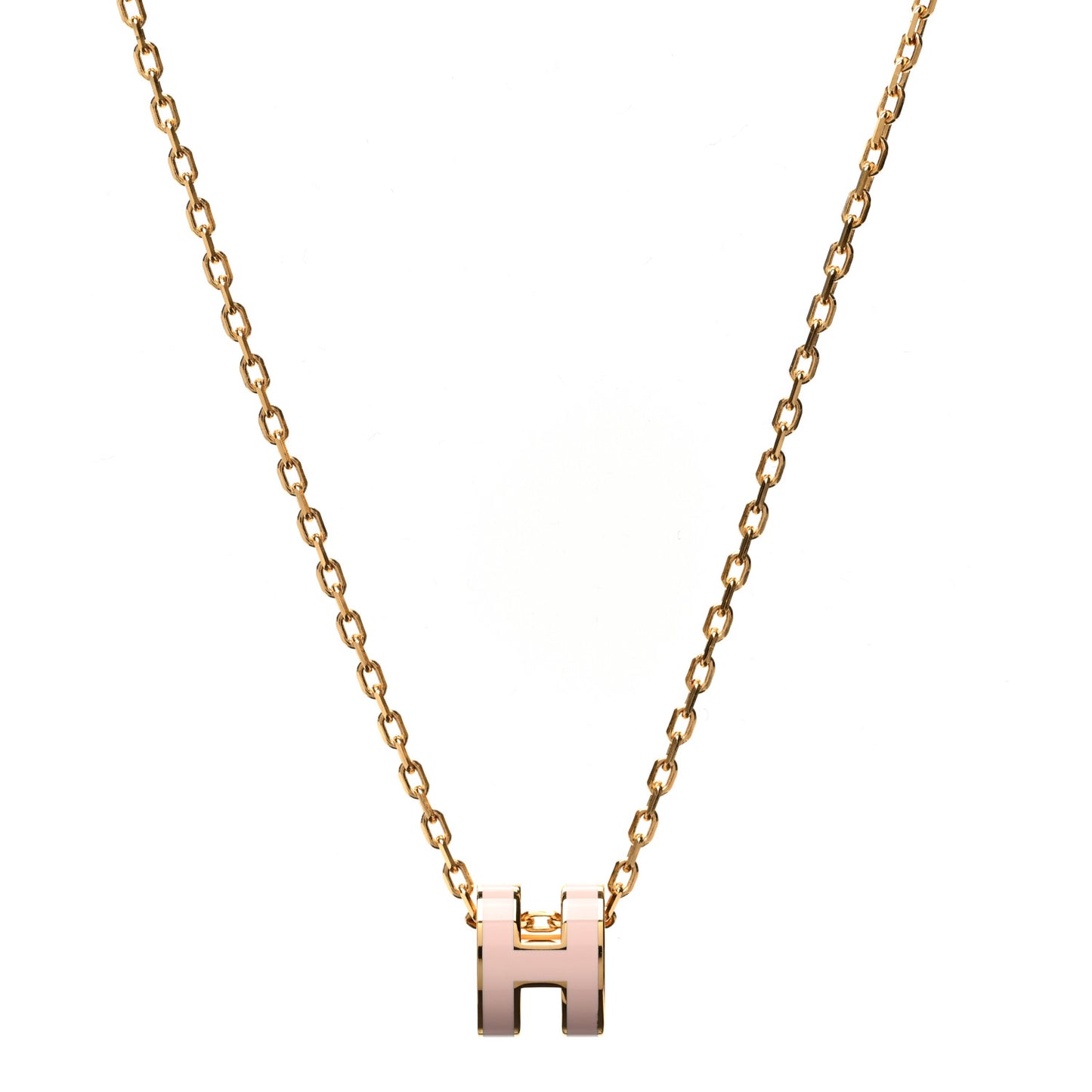 Lacquered Rose Gold Mini Pop H Pendant Necklace Rose Dragee
