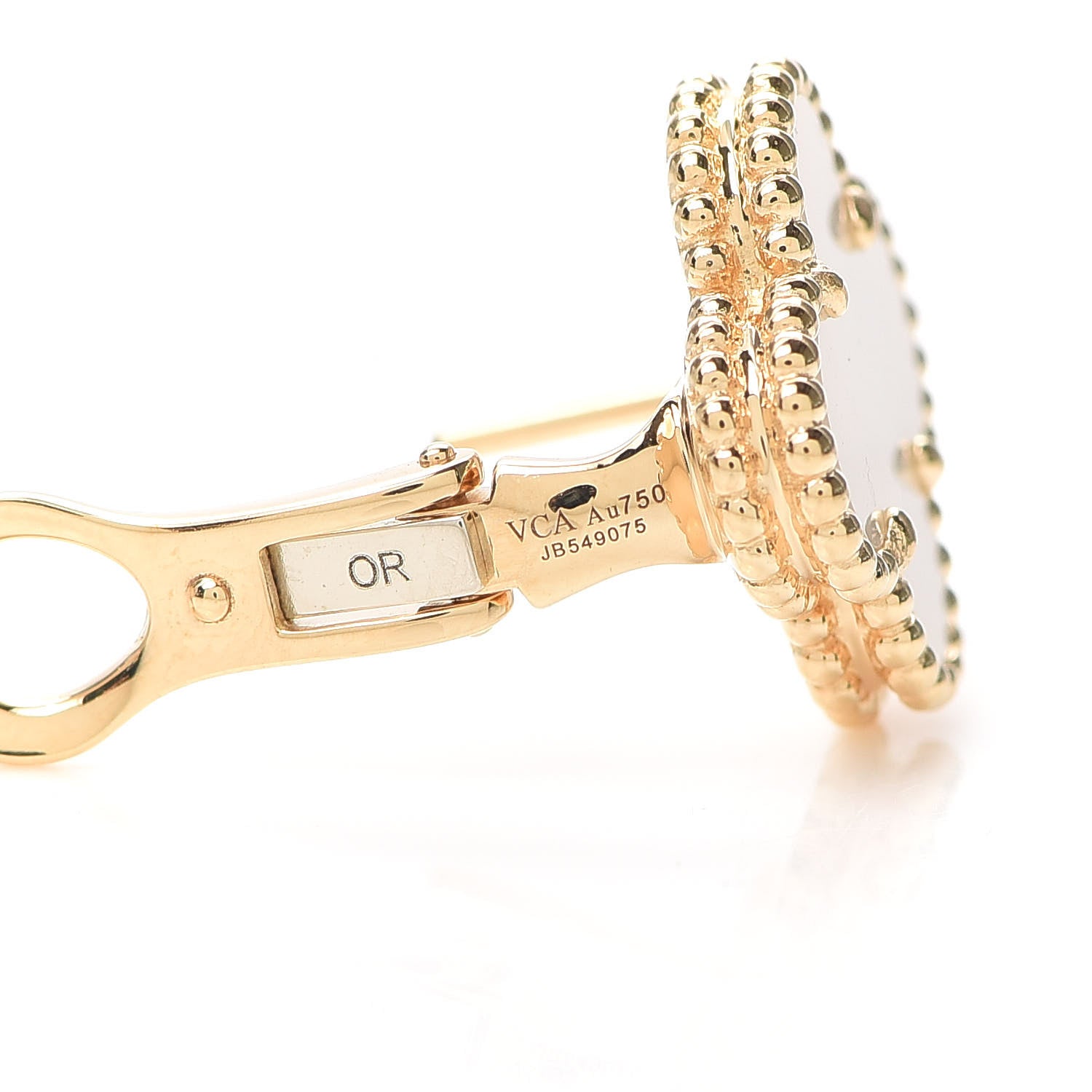 Van Cleef & Arpels 18K Yellow Gold Mother of Pearl Vintage Alhambra Earrings 4 of 6