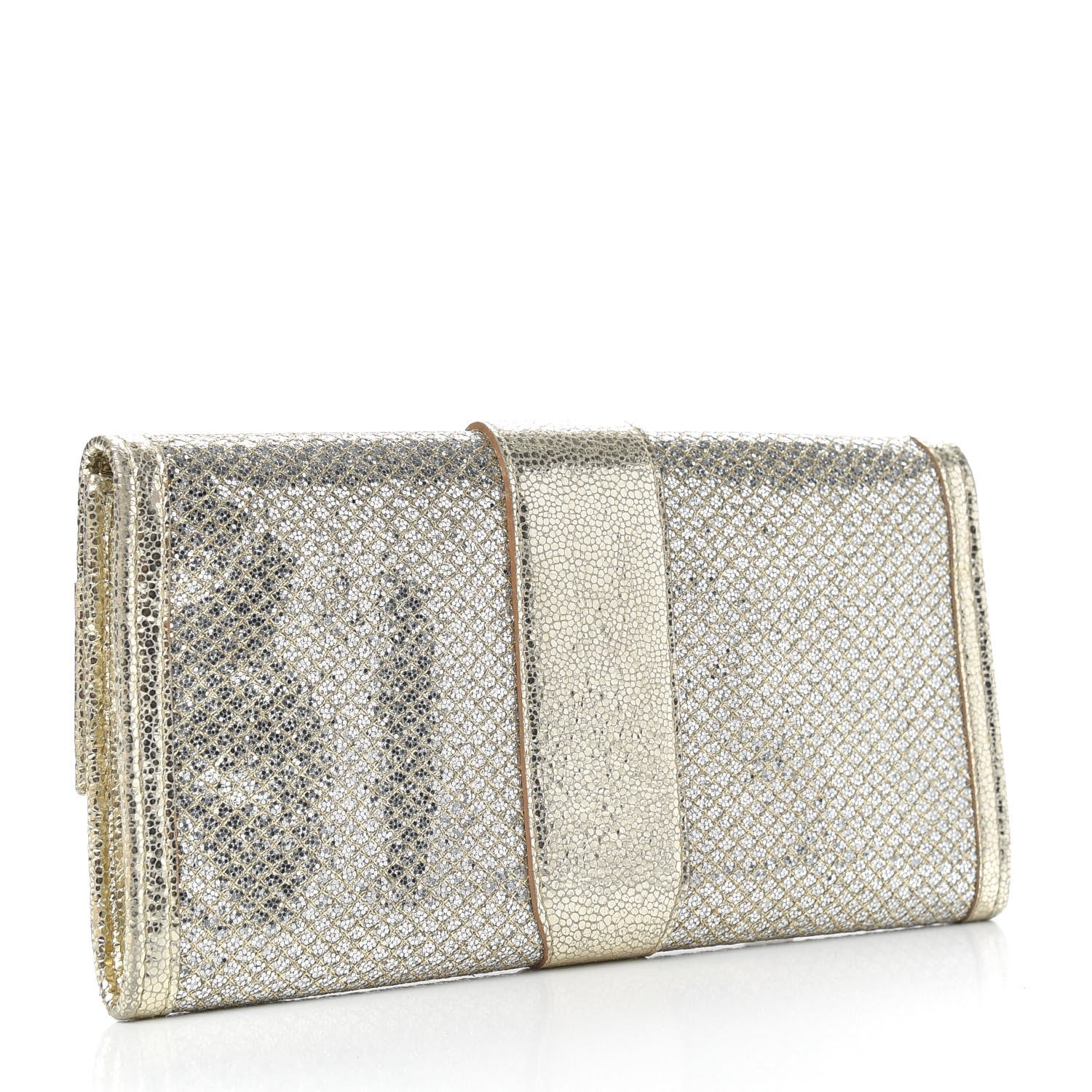 Jimmy Choo Glitter Fabric Reese Clutch Wallet Metallic 3 of 9