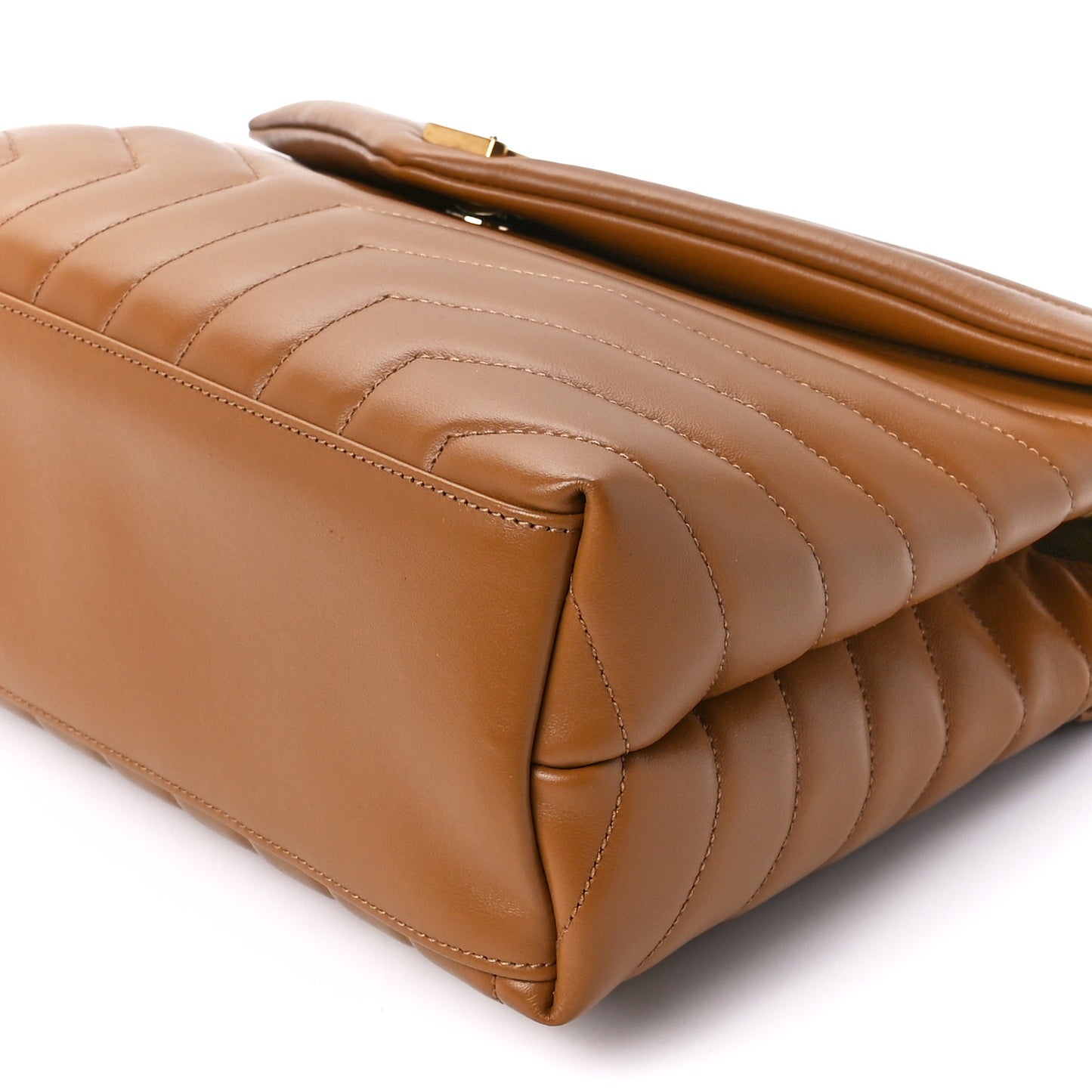 Calfskin Y Quilted Monogram Medium Loulou Chain Satchel Dark Natural
