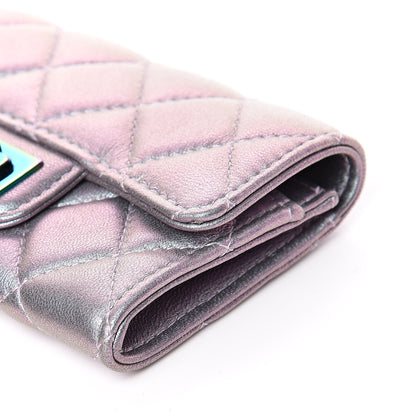 Chanel Iridescent Lambskin Quilted Reissue Flap Card Holder Light Purple 10 of 14