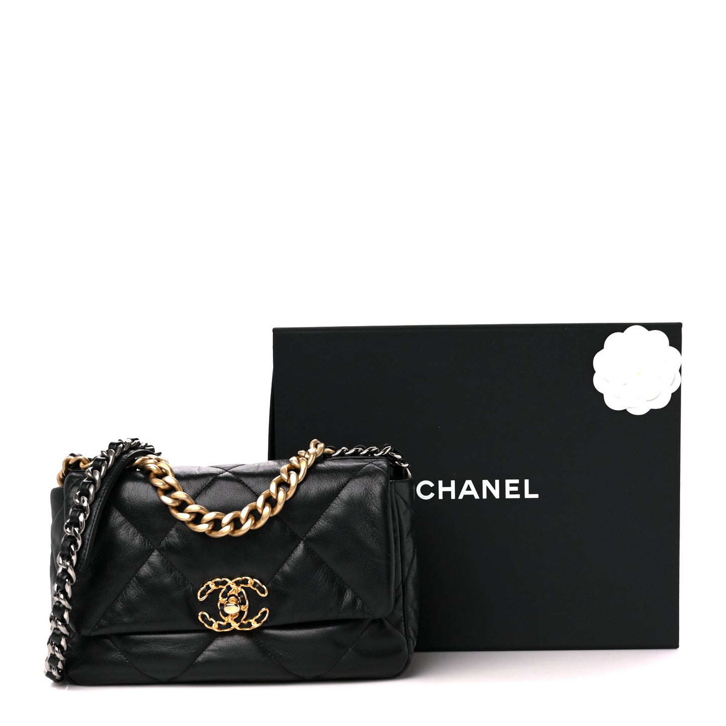 Goatskin Quilted Medium Chanel 19 Flap Black