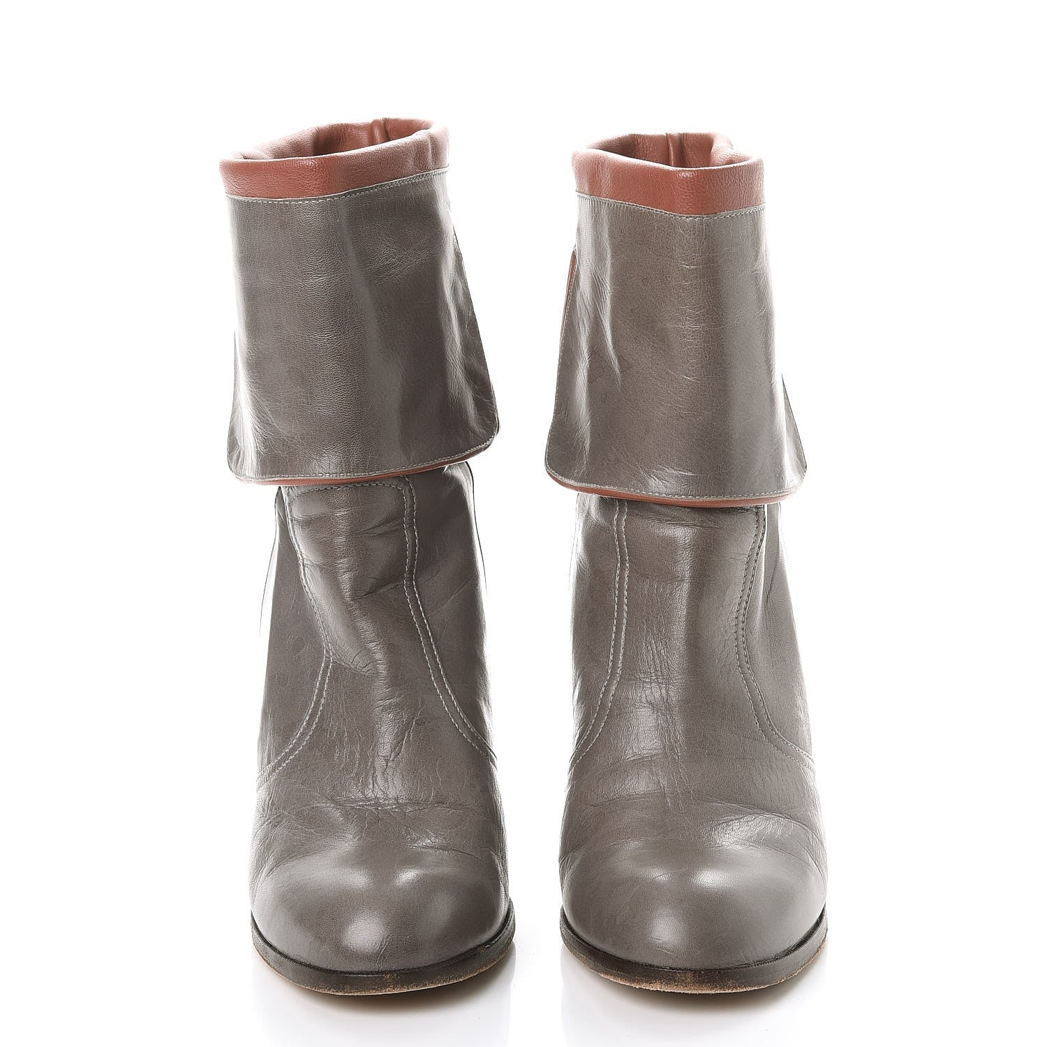 Chloe Sheepskin Fold Over Ankle Boots 39 Grey 2 of 12