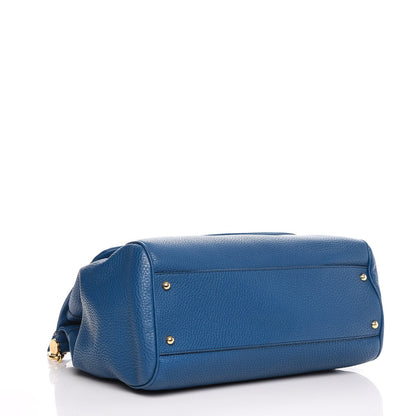 Dolce & Gabbana Grained Deerskin Large Miss Sicily Satchel Blue 4 of 6