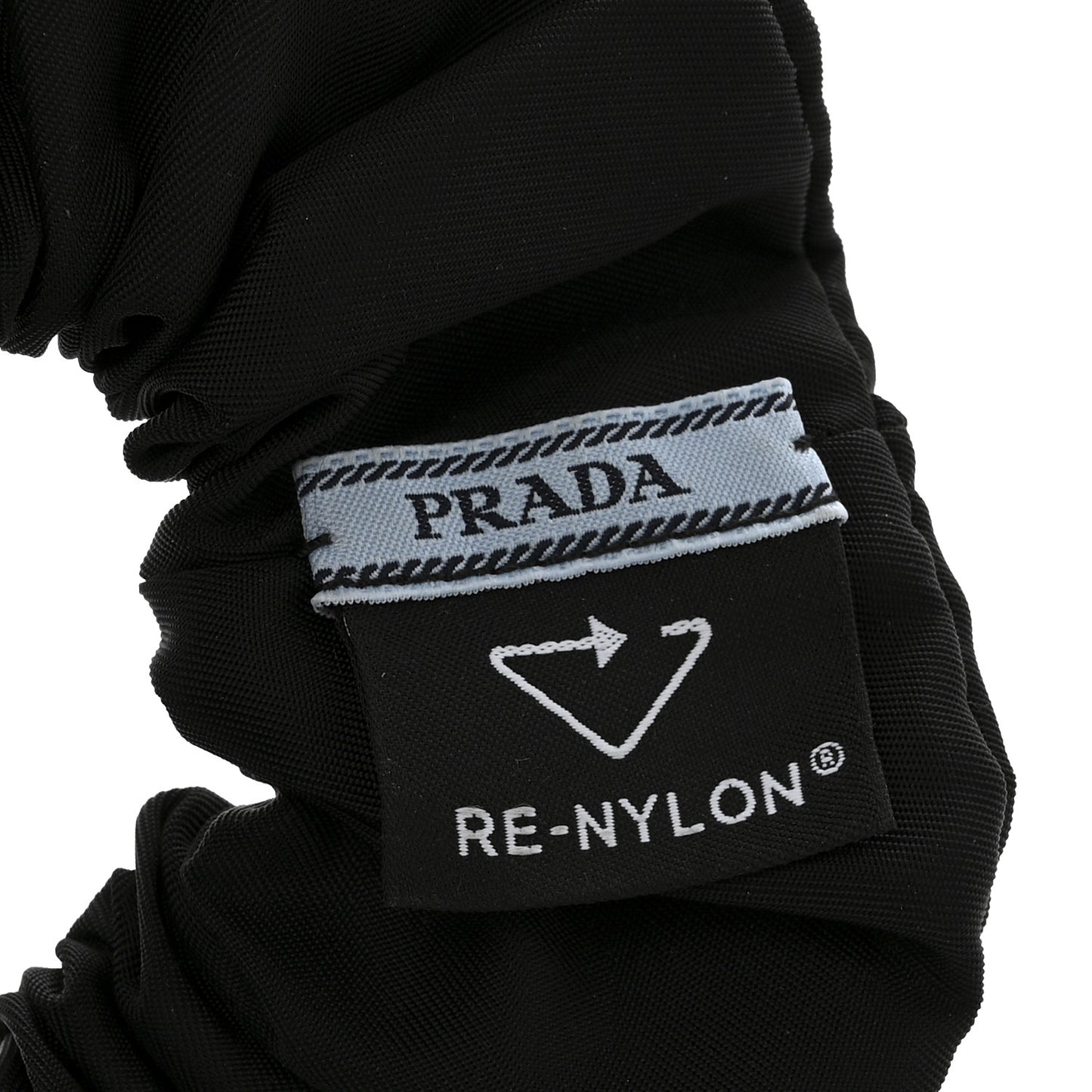 Re-Nylon Metal Logo Scrunchie Black