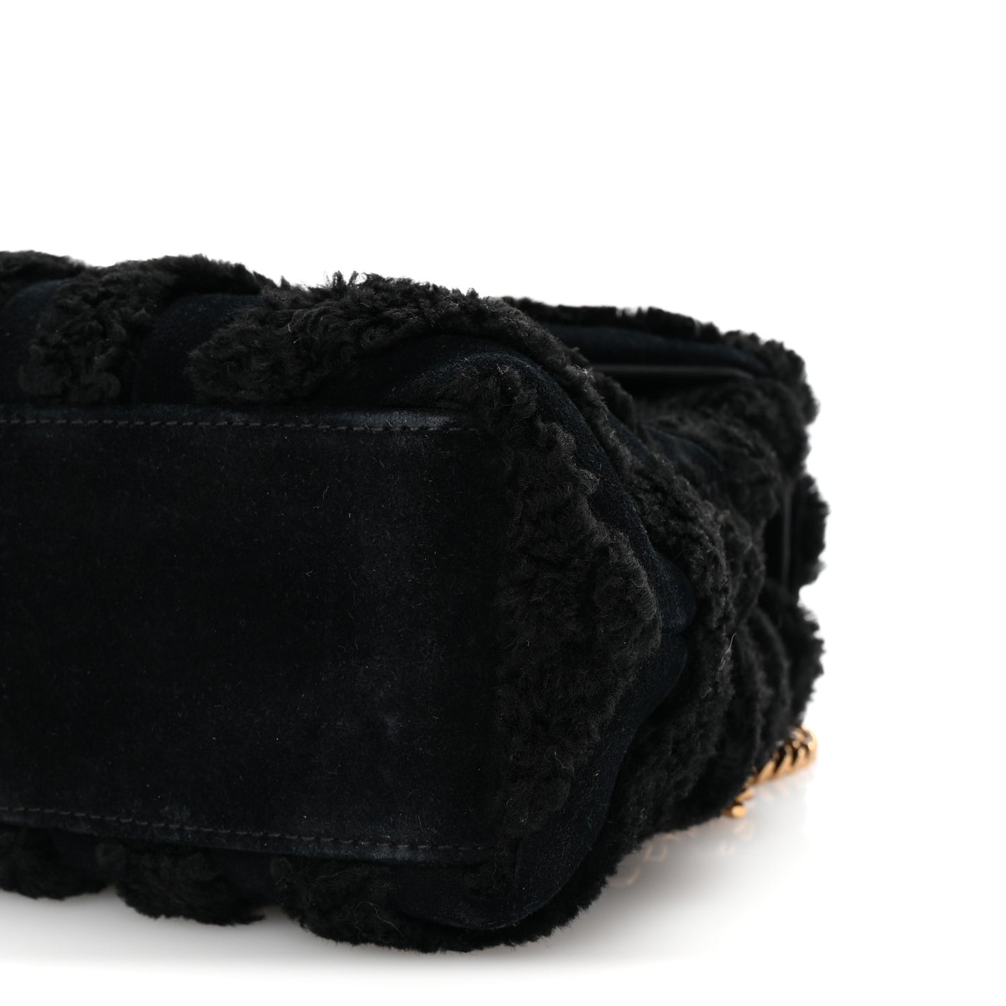 Shearling Y Quilted Monogram Small Loulou Chain Satchel Black