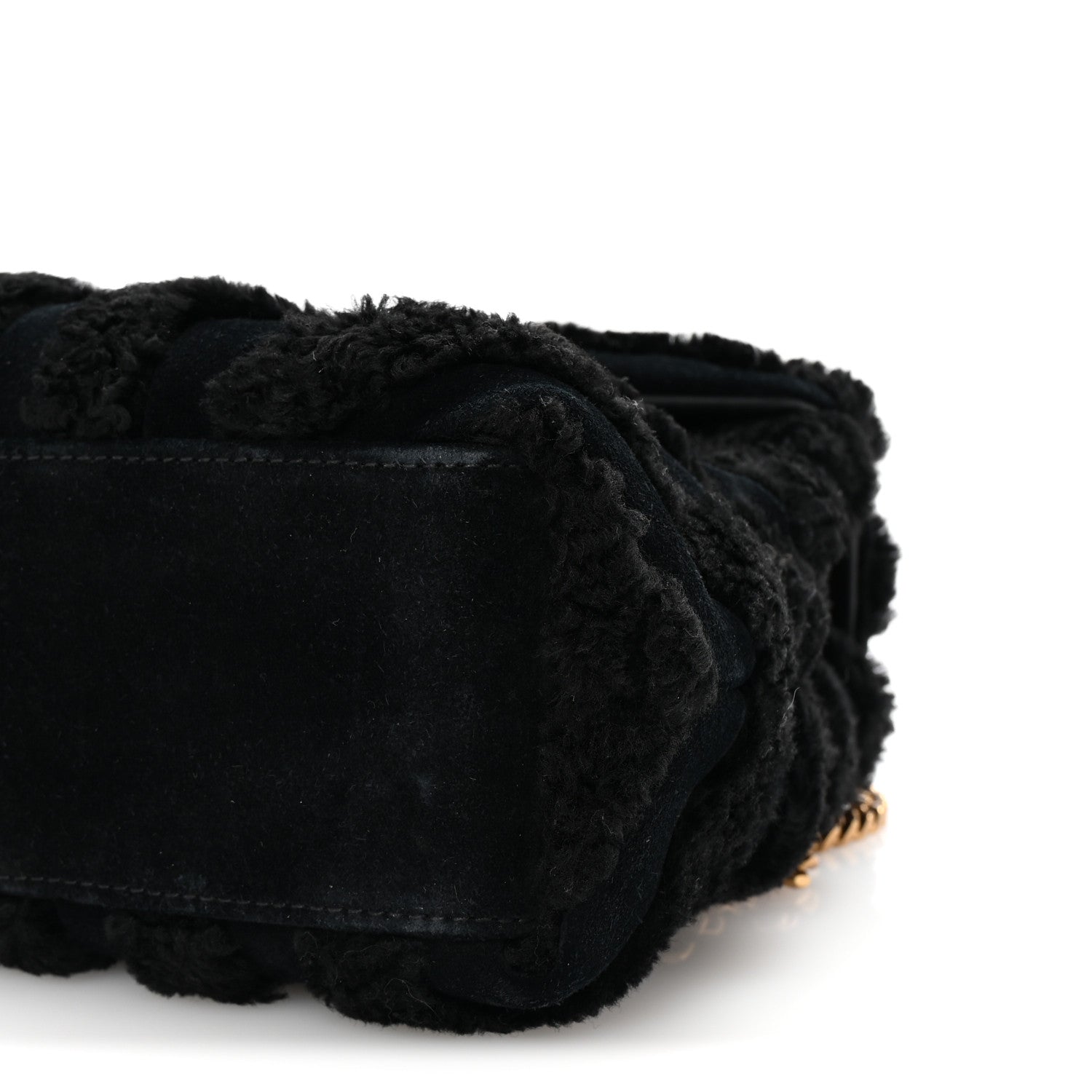 Saint Laurent Shearling Y Quilted Monogram Small Loulou Chain Satchel Black 9 of 9