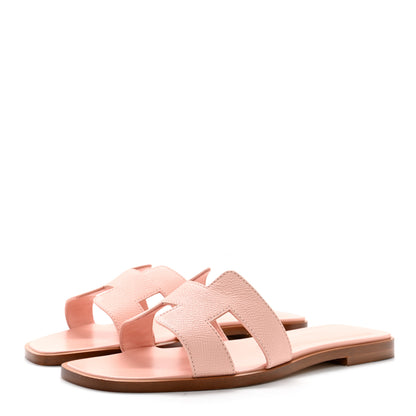 Hermes Epsom Oran Sandals 37 Rose Aube 3 of 9