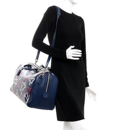 Gucci Calfskin GucciGhost Print Duffle Blue Agata Hibiscus Red 2 of 9
