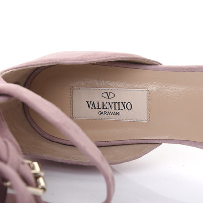 Valentino Garavani Suede Caged Ankle Strap Flat Sandals 37 Antique Pink 8 of 11