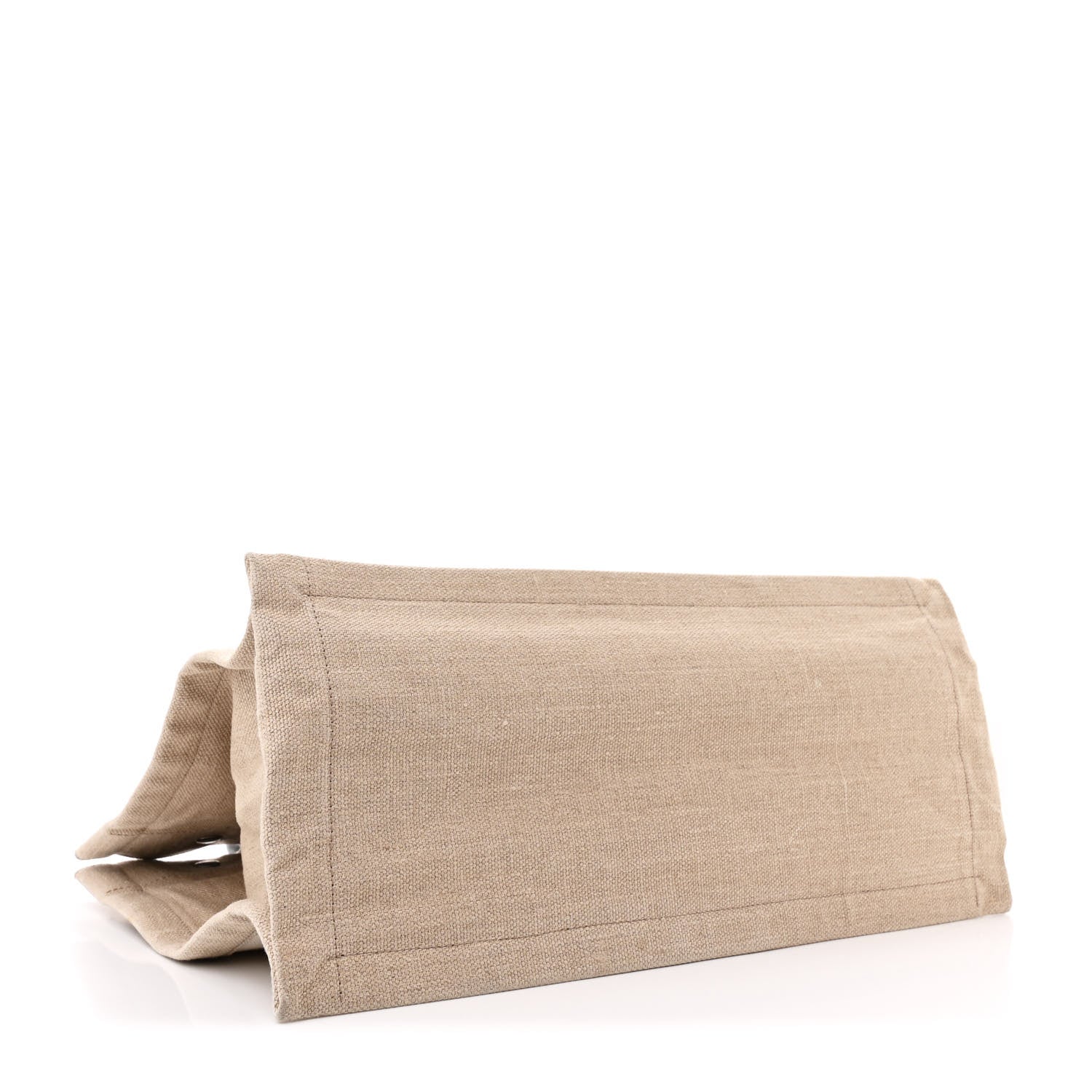 Saint Laurent Linen Calfskin Small Rive Gauche Tote Greggio Natural 4 of 11