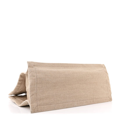 Saint Laurent Linen Calfskin Small Rive Gauche Tote Greggio Natural 4 of 11