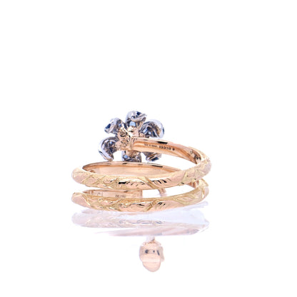 Gucci 18K Rose Gold Diamond Blue Sapphire Flora Wrap Ring 55 7.25 3 of 7