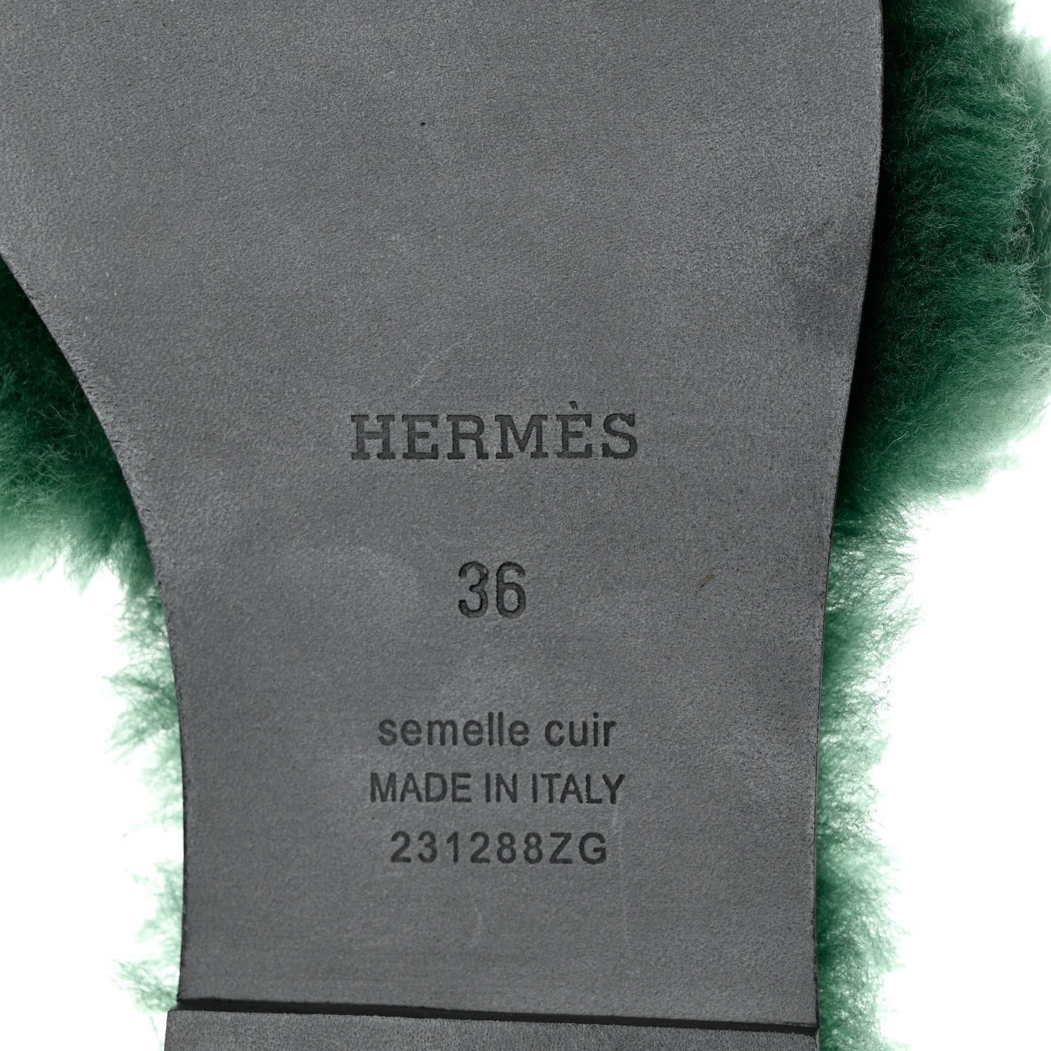 Hermes Woolskin Oran Sandals 36 Vert Anglais 7 of 7