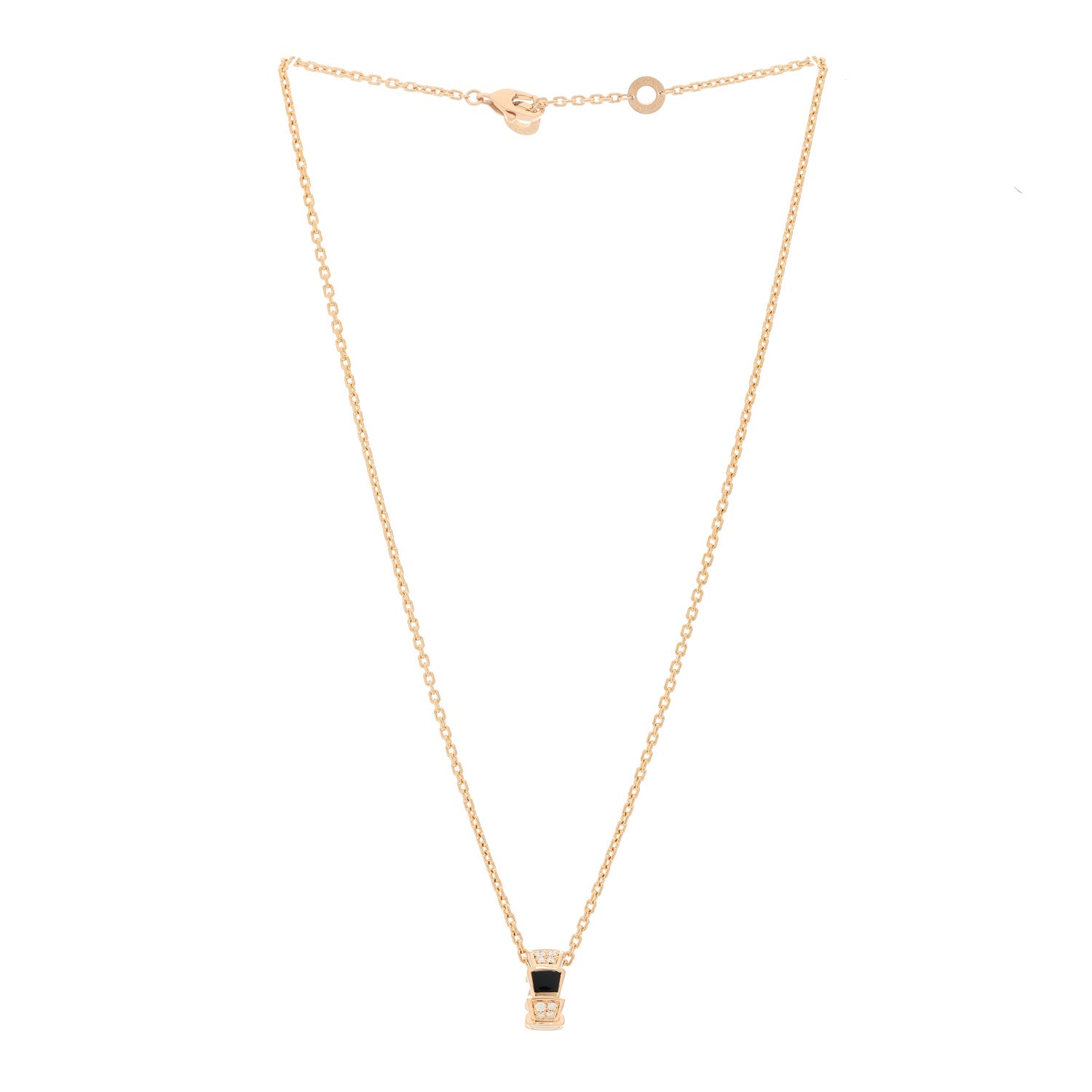 Bulgari 18K Rose Gold Diamond Black Onyx Serpenti Viper Pendant Necklace 2 of 7