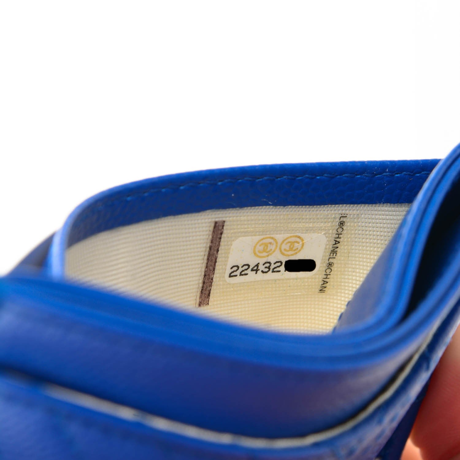 Chanel Caviar Chevron Quilted Card Holder Bright Blue 8 of 8