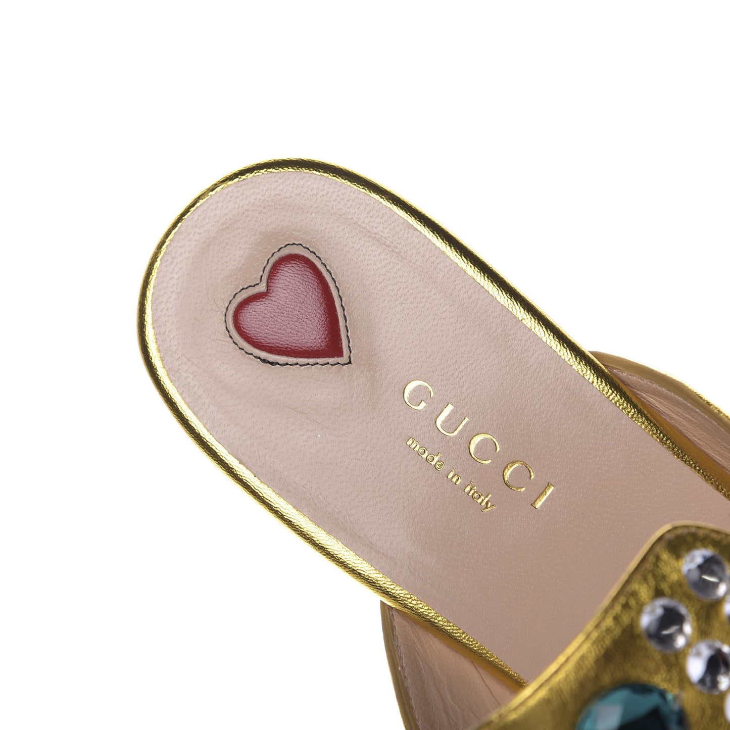 Metallic Nappa Crystal Womens Princetown Slippers 37.5 Gold