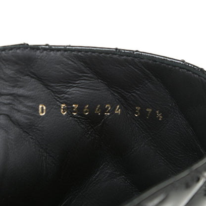 Chanel Shiny Calfskin Quilted Lace Up Combat Boots 37.5 Black 14 of 15