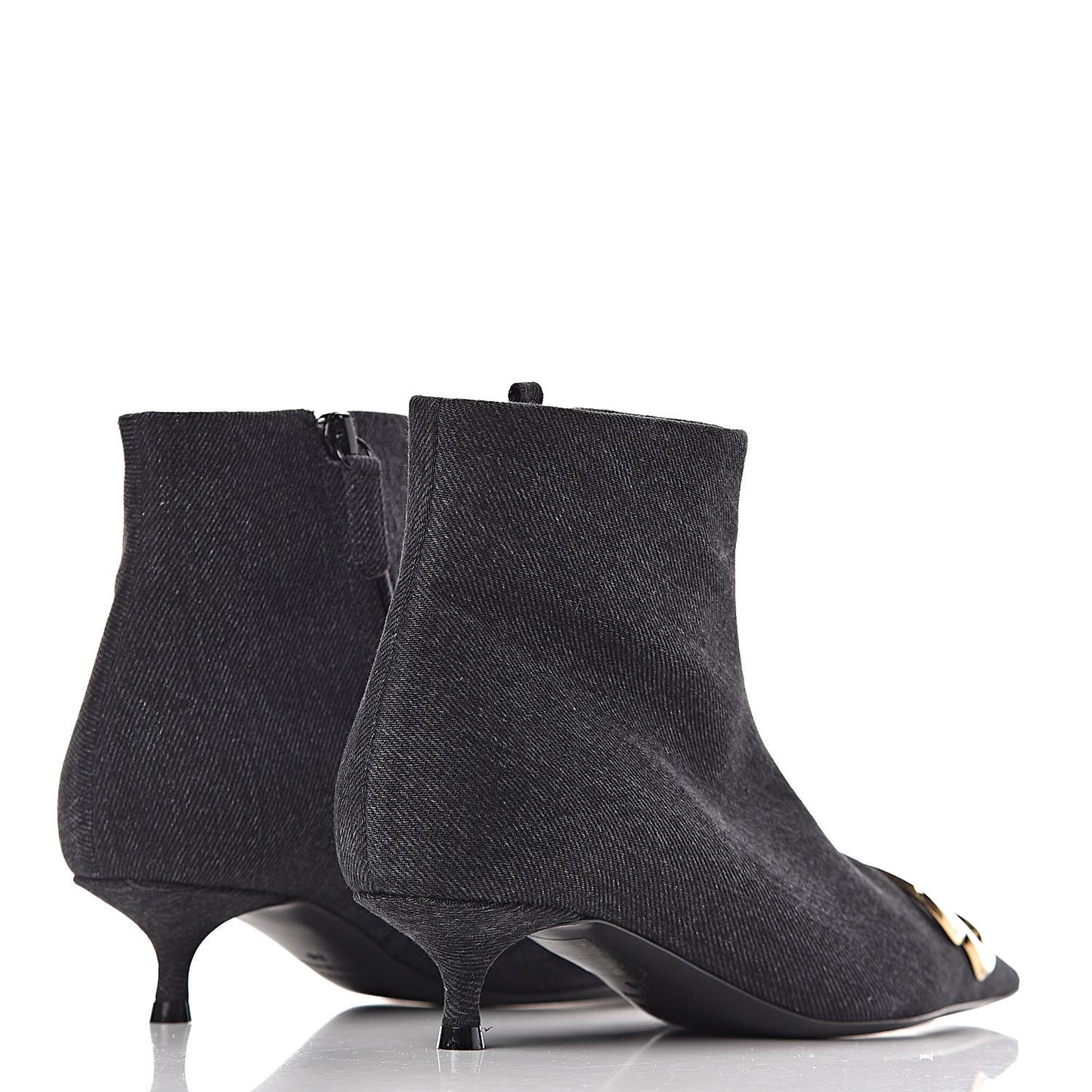 Denim BB Pointy Toe Ankle Booties 36 Black Vintage