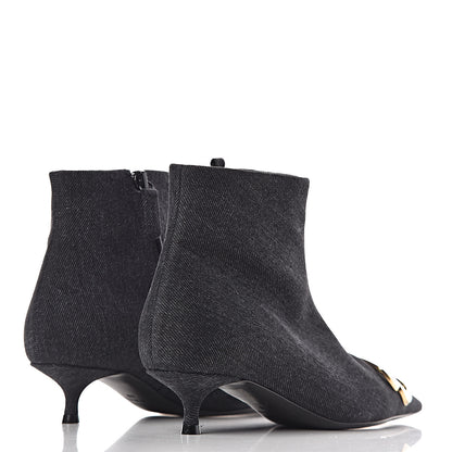 Balenciaga Denim BB Pointy Toe Ankle Booties 36 Black Vintage 4 of 9