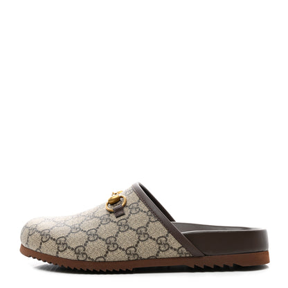Gucci GG Supreme Monogram Miro Soft Calfskin Mens Horsebit Slippers 6 Beige Ebony New Acero 1 of 9