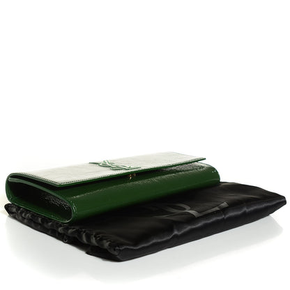Saint Laurent Distressed Patent Small Belle De Jour Clutch Tartan Green 4 of 7