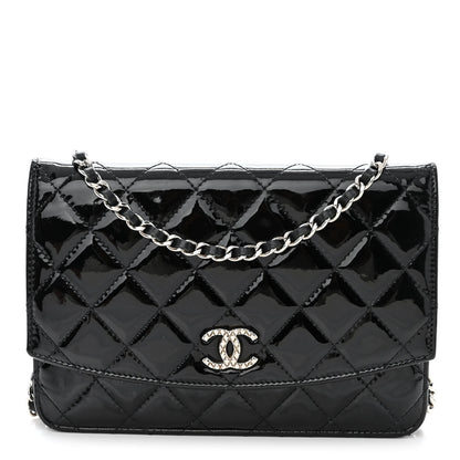 Chanel Patent Quilted Brilliant Wallet On Chain WOC Black 1 of 13