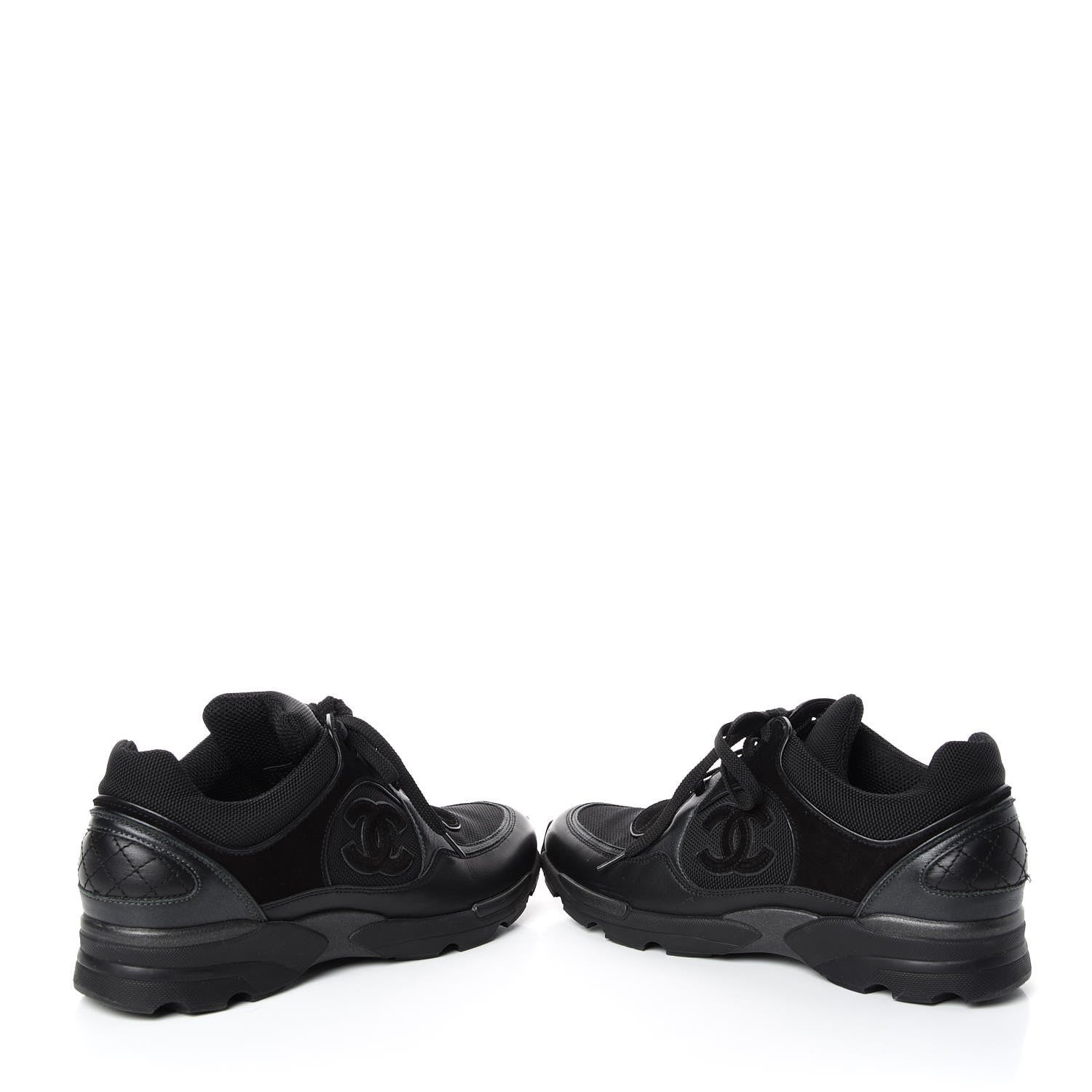 Chanel Toile Suede Calfskin CC Sneakers 37.5 Black 6 of 9