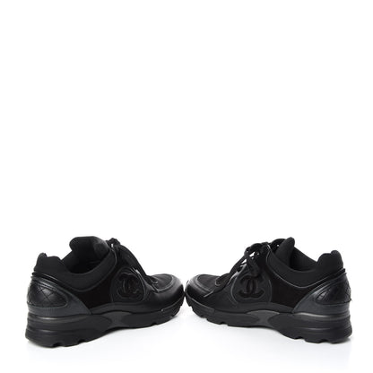 Chanel Toile Suede Calfskin CC Sneakers 37.5 Black 6 of 9