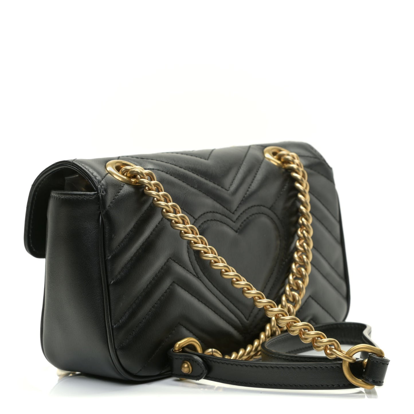 Calfskin Matelasse Mini GG Marmont Shoulder Bag Black