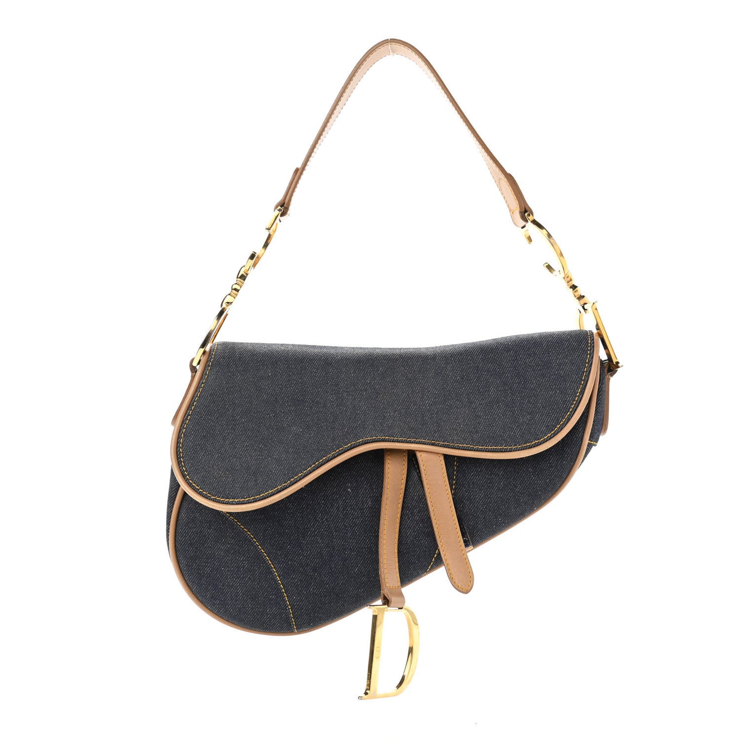 Denim Calfskin Saddle Bag Blue