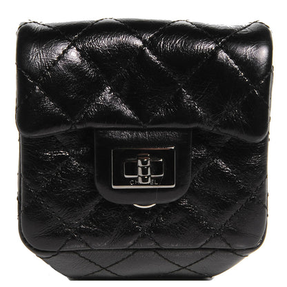 Chanel Glazed Calfskin Mini Reissue Pouch Charm Key Chain Black 1 of 7