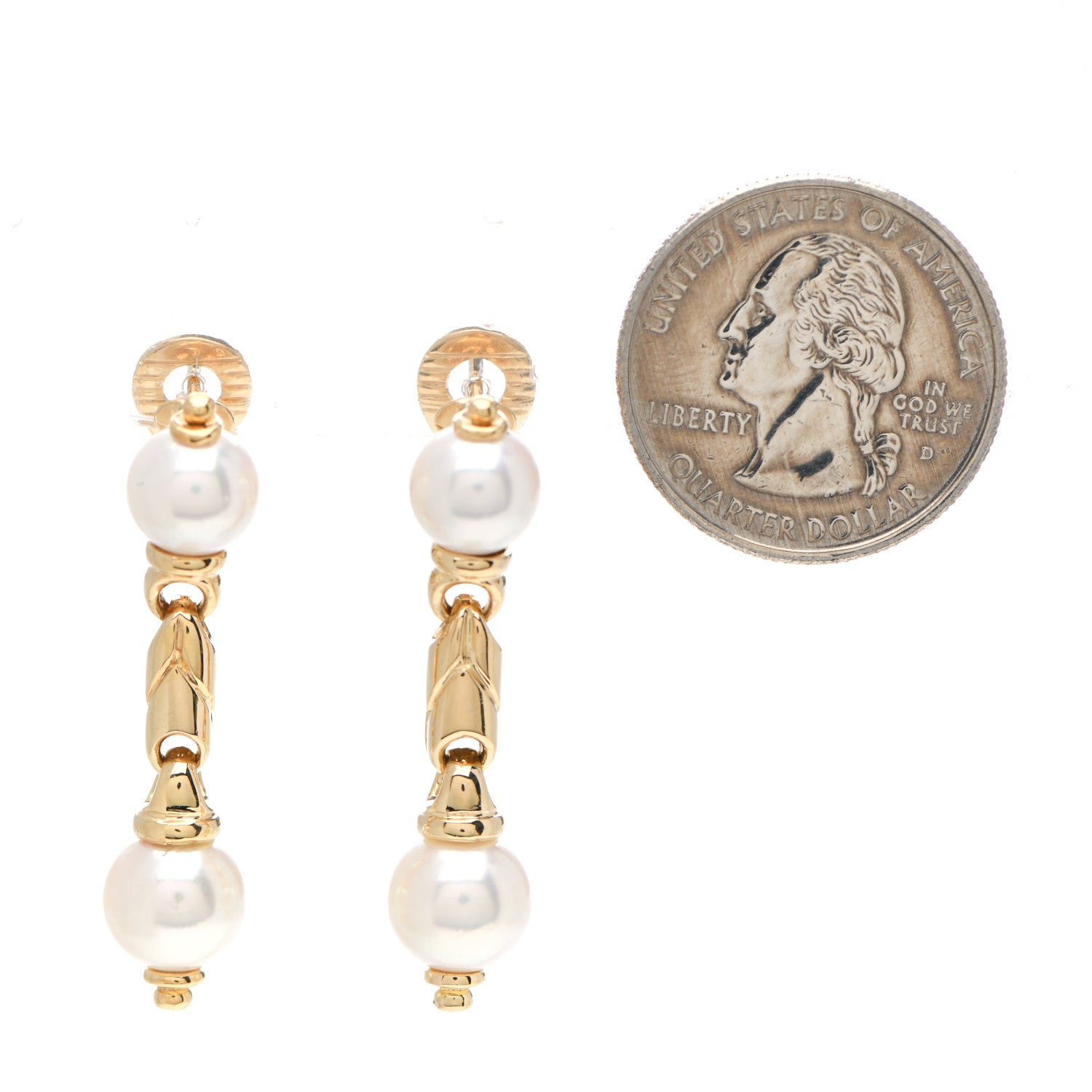 Bulgari 18K Yellow Gold Pearl Drop Earrings 2 of 4