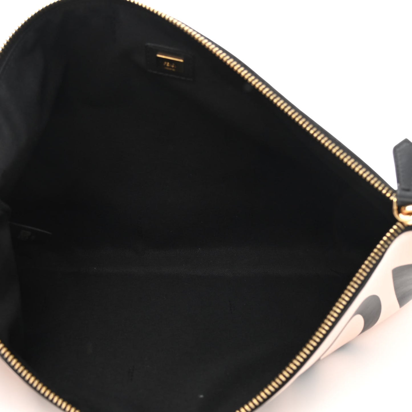 Vitello Fluffy Grace Logo Embossed Large Flat Pouch Rosa Quarzo Black