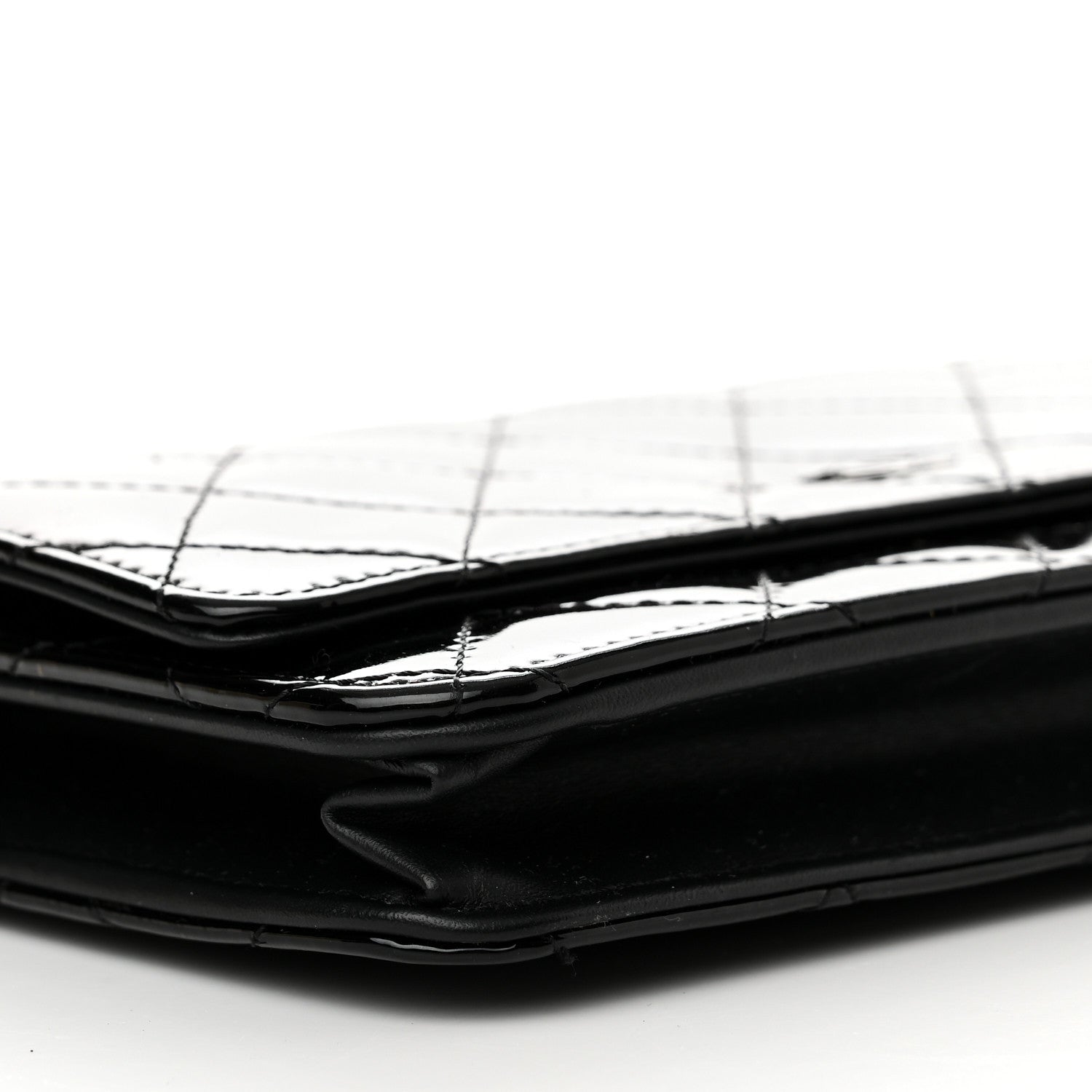 Chanel Patent Quilted Wallet On Chain WOC Black 10 of 13