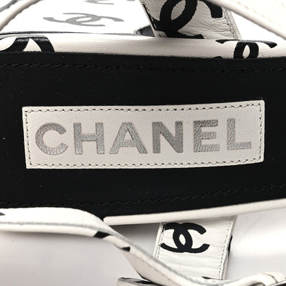 Chanel Printed Lambskin CC Sandals 41 White Black 8 of 8
