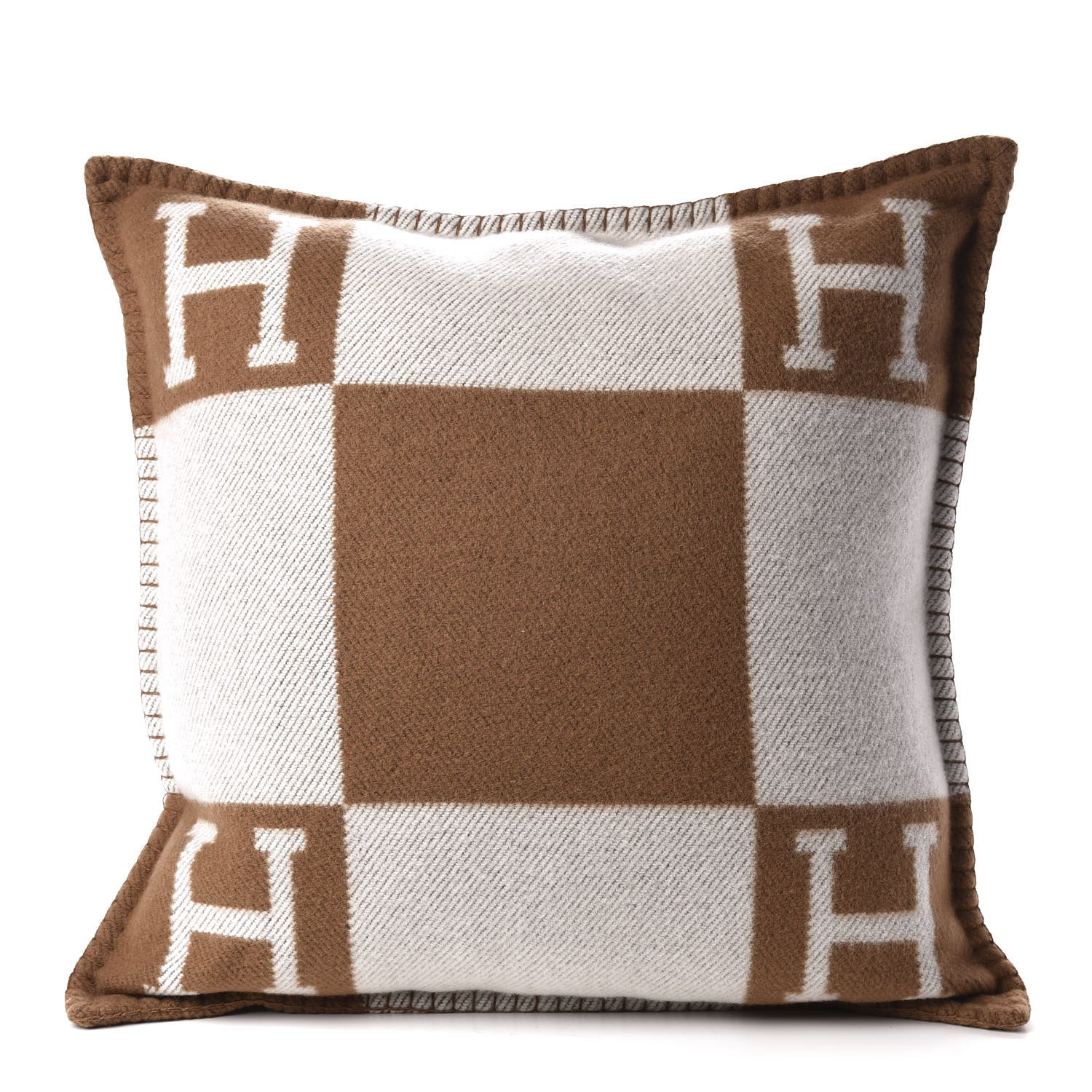 Hermes Wool Cashmere Avalon Pillow PM Ecru Camel 1 of 5