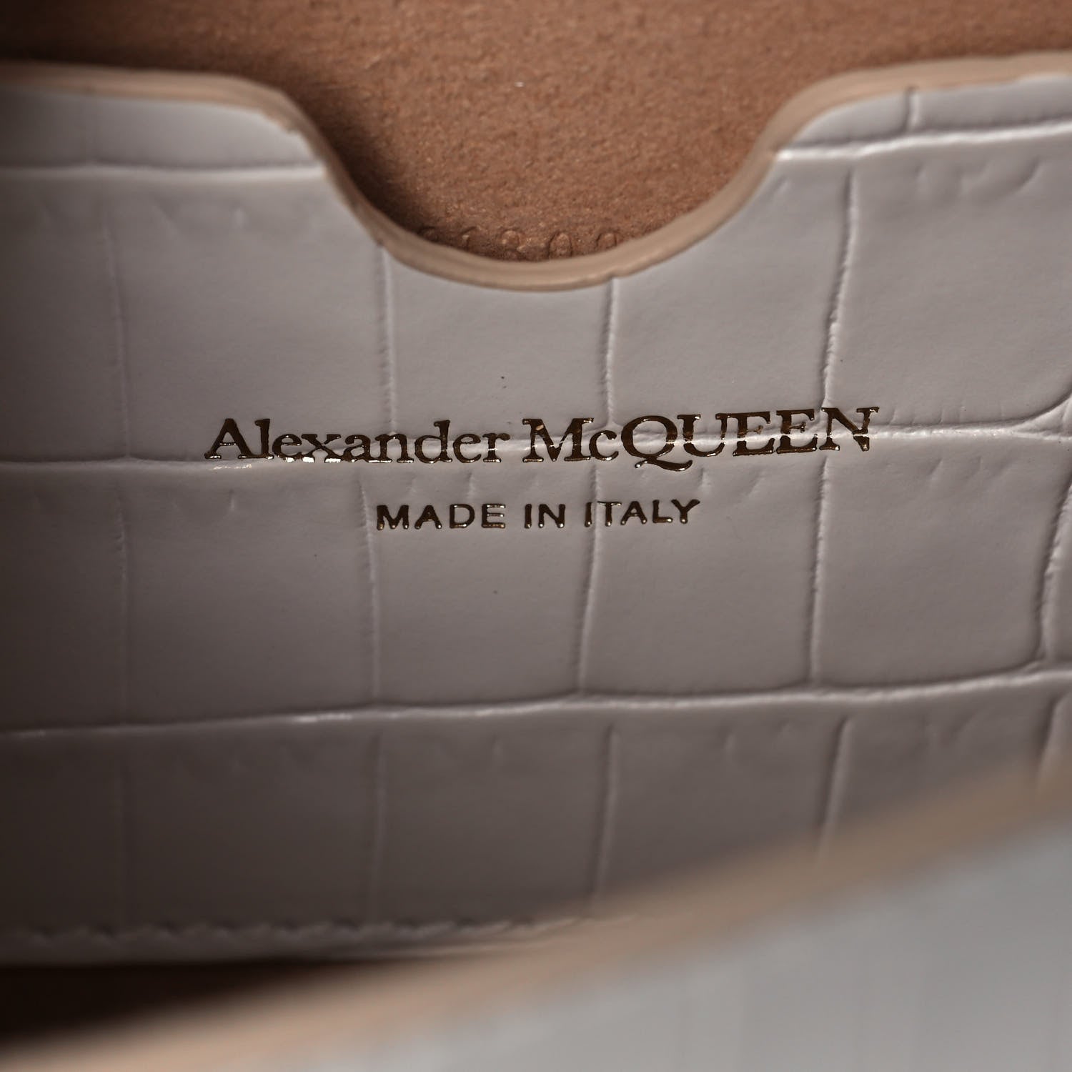 Alexander McQueen Calfskin Crocodile Embossed Skull Mini Crossbody Bag White 6 of 12