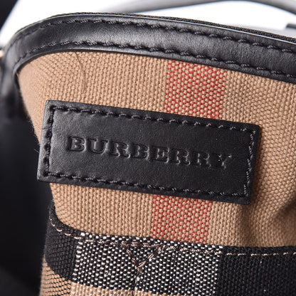Burberry Grainy Calfskin Canvas Mega Check Medium Ashby Tassel Hobo Black 7 of 9