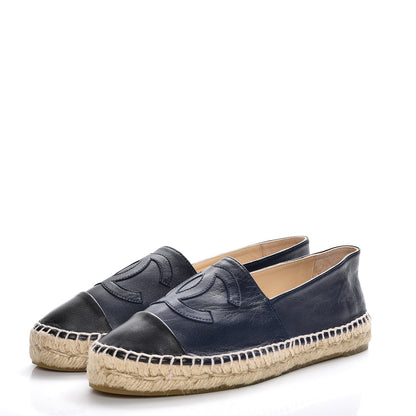 Chanel Lambskin CC Espadrilles 39 Navy Black 3 of 8