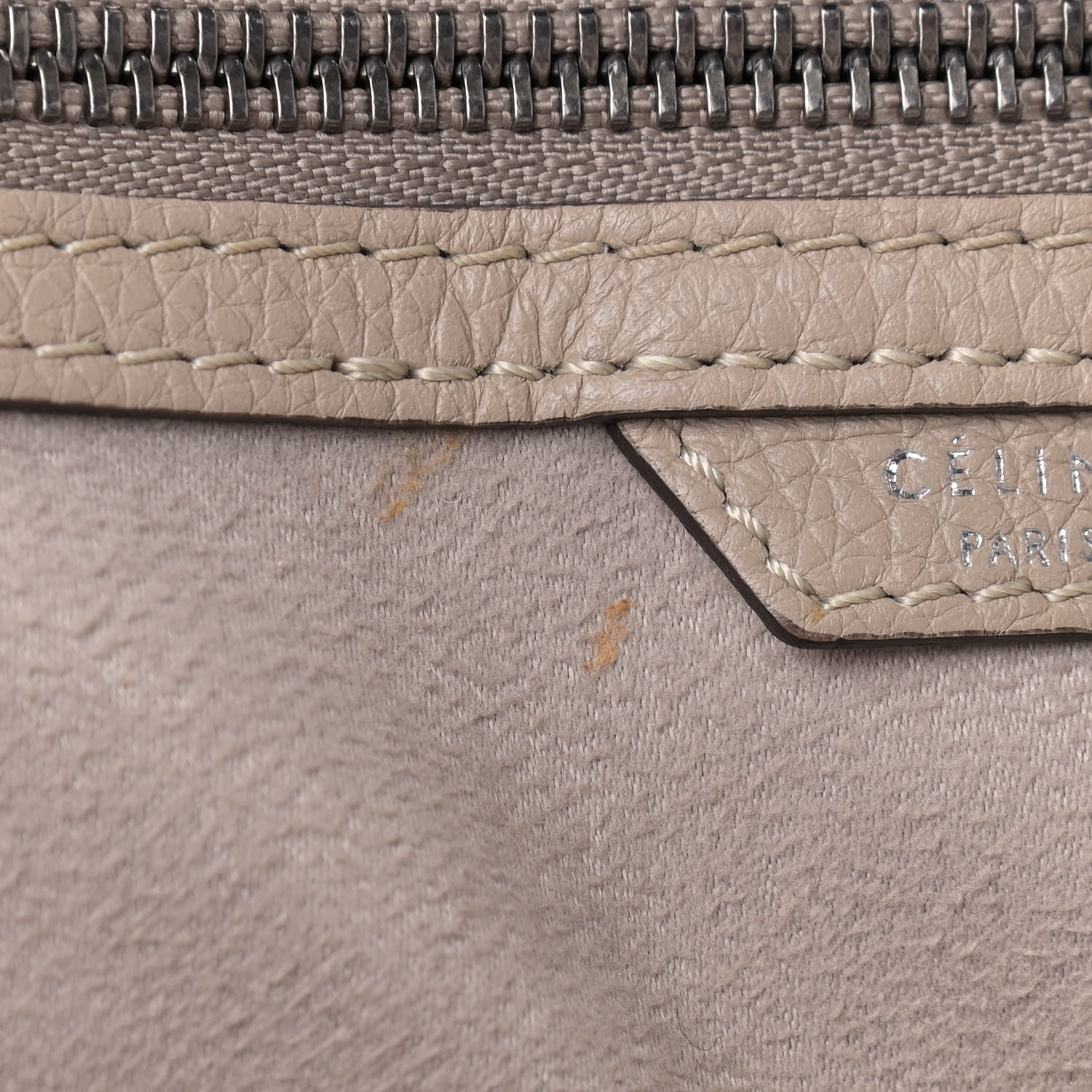 Celine Drummed Calfskin Mini Luggage Dune 7 of 18