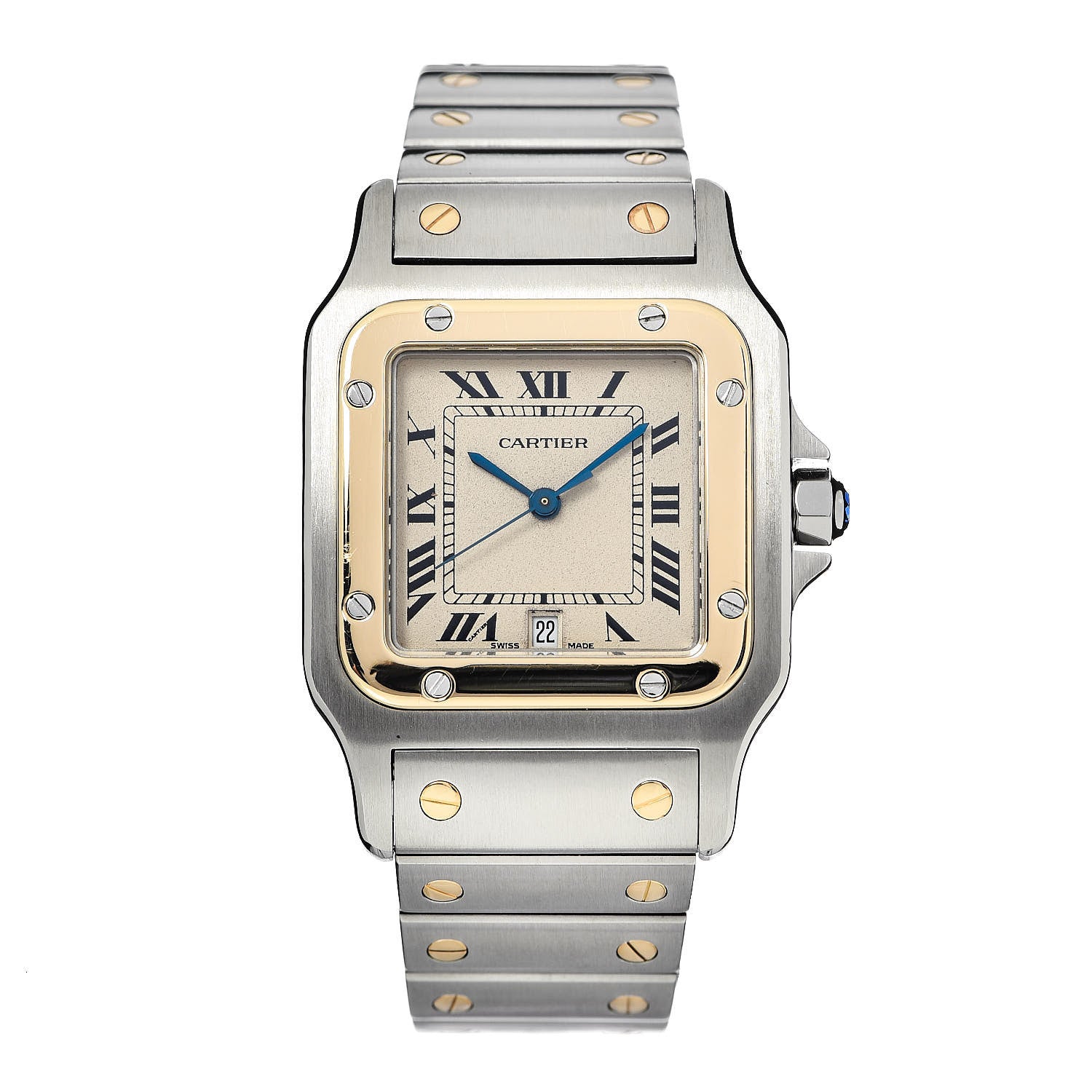 Cartier Stainless Steel 18K Yellow Gold 29mm Santos De Galbee Quartz Watch 1 of 6
