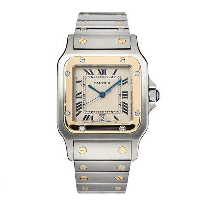Cartier Stainless Steel 18K Yellow Gold 29mm Santos De Galbee Quartz Watch 1 of 6