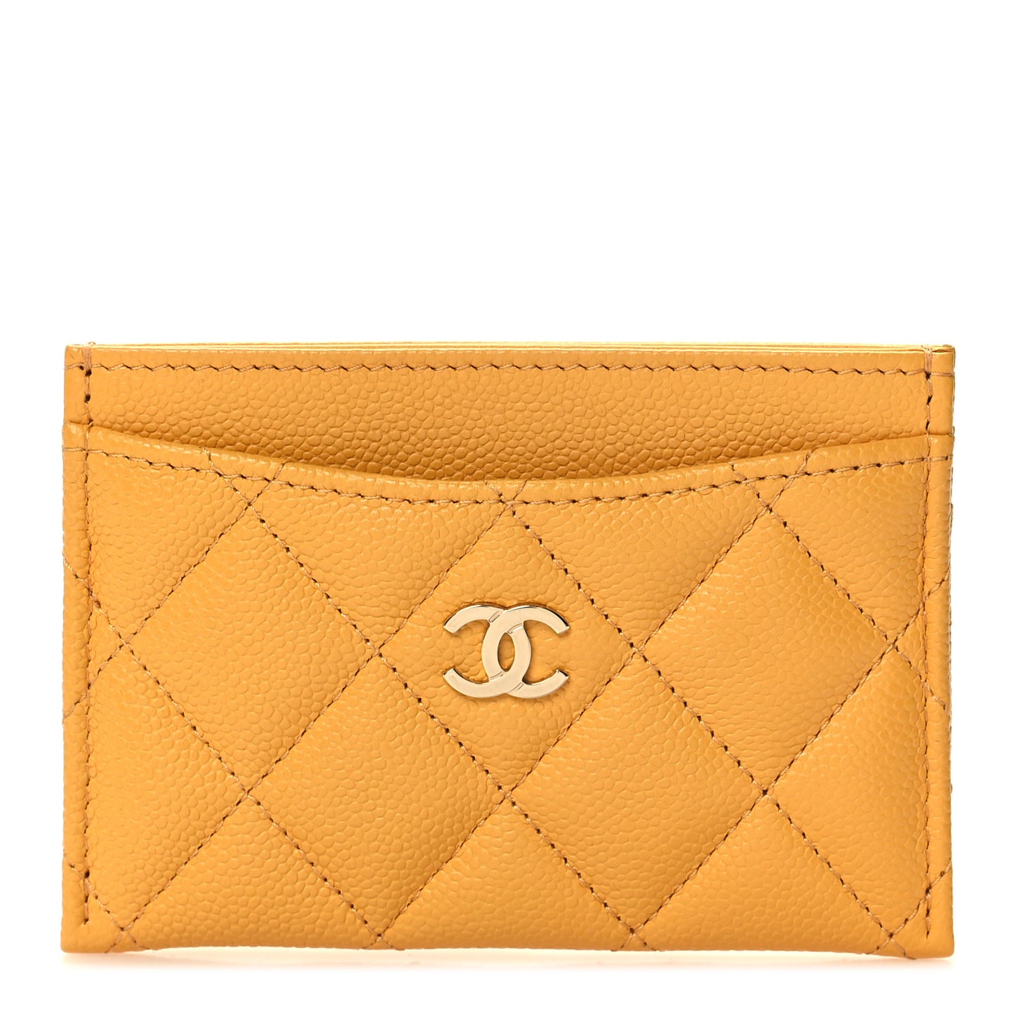 Caviar Quilted Card Holder Yellow