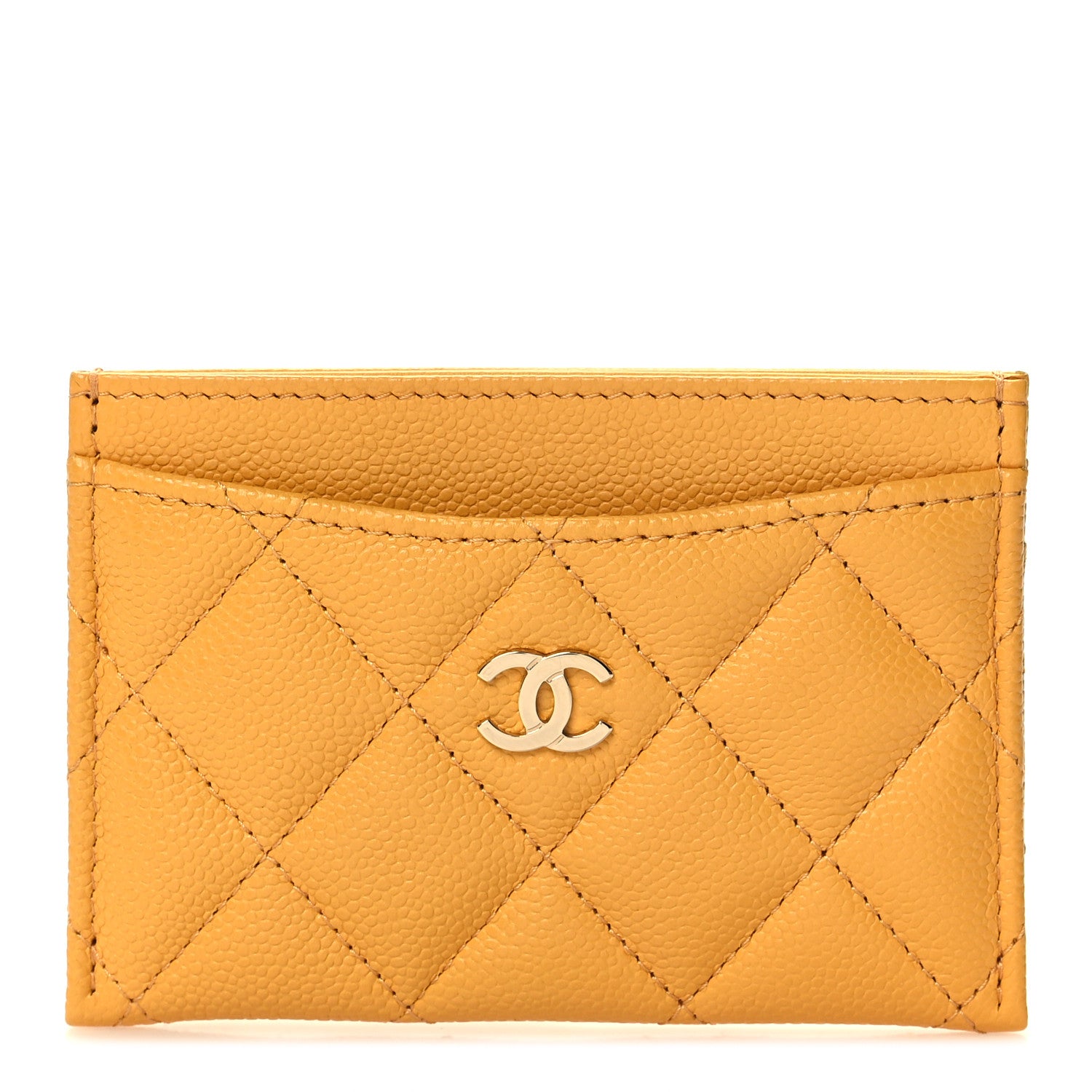 Chanel Caviar Quilted Card Holder Yellow 1 of 10