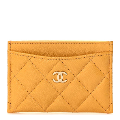 Chanel Caviar Quilted Card Holder Yellow 1 of 10
